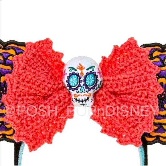 PIXAR Coco Ears Embroidered design Crotchet bow sugar-skull Halloween 2022 - Picture 2 of 4